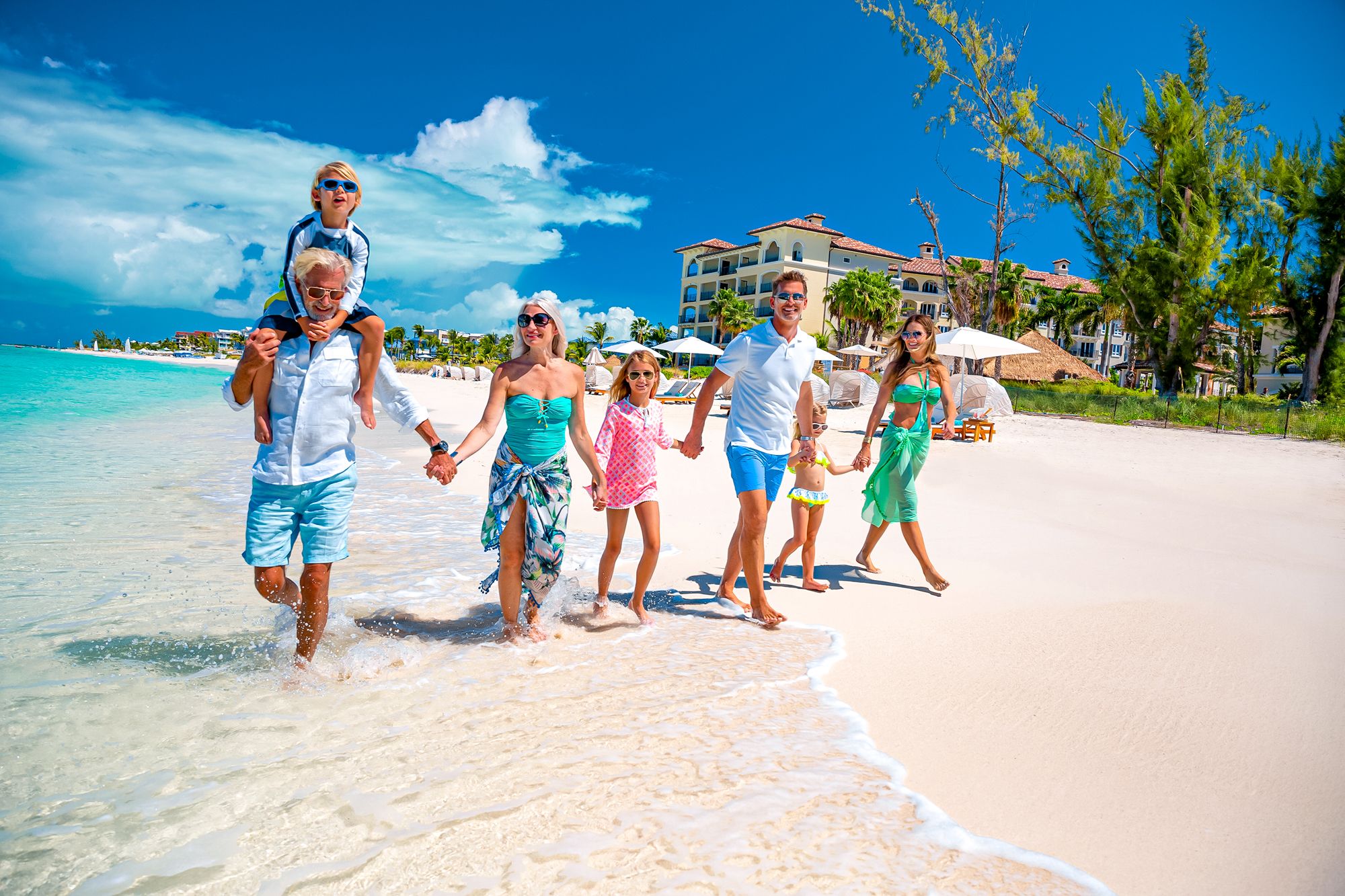 A group of people on a beach